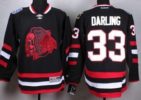 Chicago Blackhawks #33 Scott Darling Black(Red Skull) Stitched NHL Jersey
