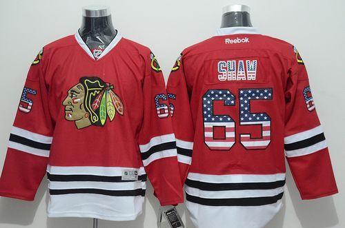 Chicago Blackhawks #65 Andrew Shaw Red USA Flag Fashion Stitched NHL Jersey