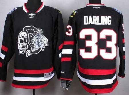 Chicago Blackhawks #33 Scott Darling Black(White Skull) Stitched NHL Jersey
