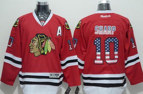 Chicago Blackhawks #10 Patrick Sharp Red USA Flag Fashion Stitched NHL Jersey