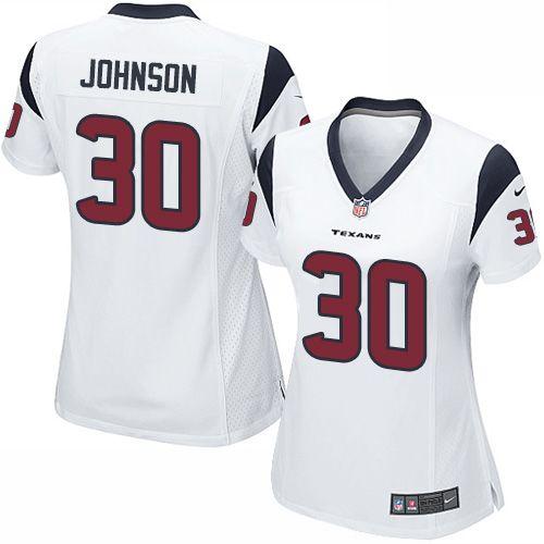 Women's Nike Houston Texans #30 Kevin Johnson White Stitched NFL Jersey