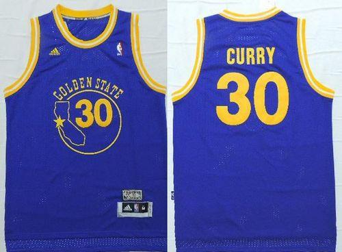 Golden State Warriors #30 Stephen Curry Blue Throwback Stitched NBA Jersey