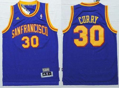 Golden State Warriors #30 Stephen Curry Blue Throwback San Francisco Stitched NBA Jersey