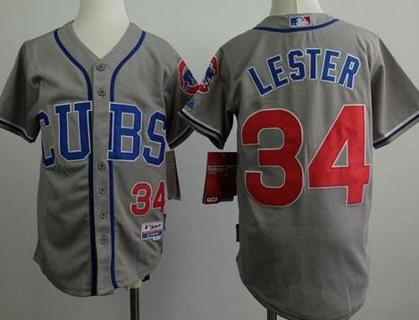 Youth Chicago Cubs #34 Jon Lester Grey Cool Base Stitched Baseball Jersey