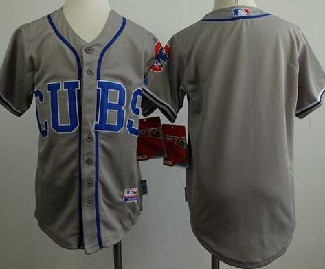Youth Chicago Cubs Blank Grey Cool Base Stitched Baseball Jersey