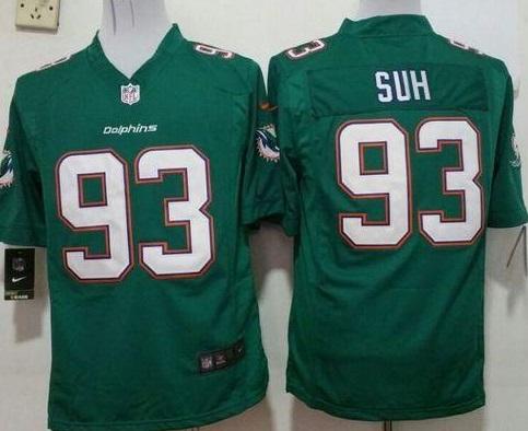 Nike Miami Dolphins #93 Ndamukong Suh Green Men's Stitched NFL Game Jersey