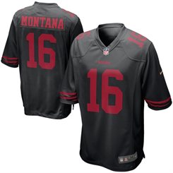 Men's San Francisco 49ers #16 Joe Montana Nike Black Alternate Game Jersey