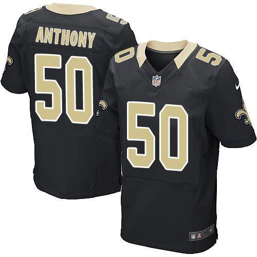 Nike New Orleans Saints #50 Stephone Anthony Black Men's Stitched NFL Elite Jersey