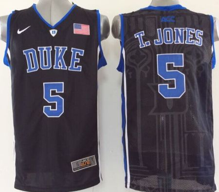 Duke Blue Devils #5 Tyus Jones Black Basketball Stitched NCAA Jersey