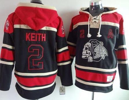 Chicago Blackhawks #2 Duncan Keith Black Sawyer Hooded Sweatshirt NHL Jersey