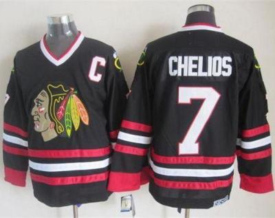 Chicago Blackhawks #7 Chris Chelios Black CCM Throwback Stitched NHL Jersey