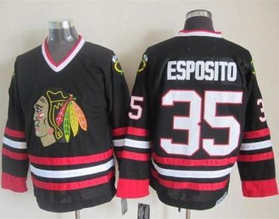 Chicago Blackhawks #35 Tony Esposito Black CCM Throwback Stitched NHL Jersey