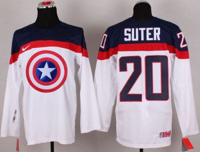 Olympic Team USA #20 Ryan Suter White Captain America Fashion Stitched NHL Jersey