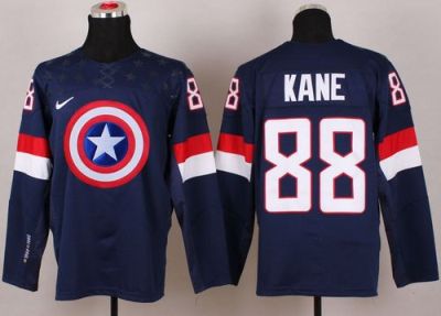 Olympic Team USA #88 Patrick Kane Navy Blue Captain America Fashion Stitched NHL Jersey