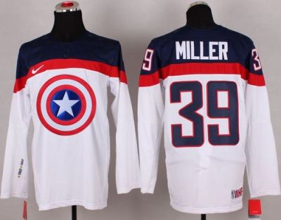 Olympic Team USA #39 Ryan Miller White Captain America Fashion Stitched NHL Jersey