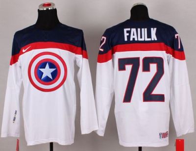 Olympic Team USA #72 Justin Faulk White Captain America Fashion Stitched NHL Jersey