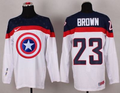 Olympic Team USA #23 Dustin Brown White Captain America Fashion Stitched NHL Jersey