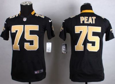 Youth Nike New Orleans Saints #75 Andrus Peat Black Stitched NFL Jersey