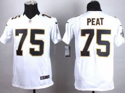 Youth Nike New Orleans Saints #75 Andrus Peat White Stitched NFL Jersey