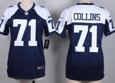 Women's Nike Dallas Cowboys #71 La'el Collins Blue Thanksgiving Stitched NFL Jersey