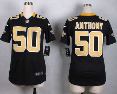 Women's Nike New Orleans Saints #50 Stephone Anthony Black Stitched NFL Jersey