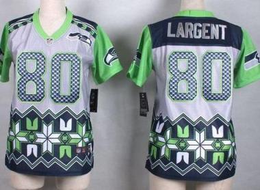 Women's Nike Seattle Seahawks #80 Steve Largent Grey NFL Noble Fashion Jersey