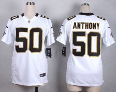 Women's Nike New Orleans Saints #50 Stephone Anthony White Stitched NFL Jersey