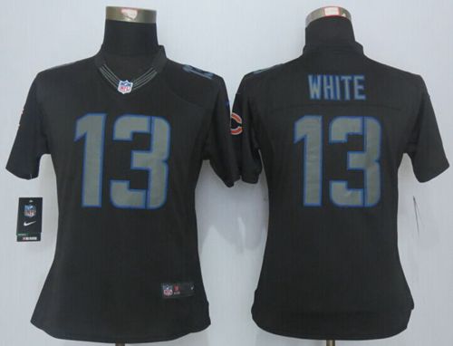 Women's Nike Chicago Bears #13 Kevin White Black Impact Stitched NFL Limited Jersey