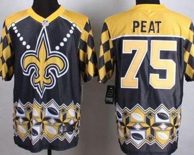 Nike New Orleans Saints #75 Andrus Peat Black NFL Elite Noble Fashion Jersey