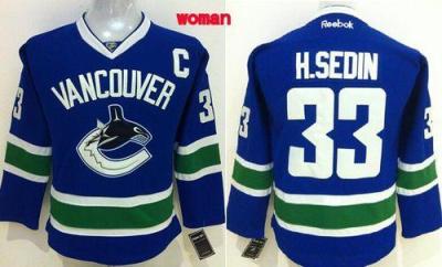 Women's Vancouver Canucks #33 Henrik Sedin Blue Home Stitched NHL Jersey