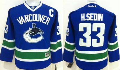 Youth Vancouver Canucks #33 Henrik Sedin Blue Stitched NHL Jersey