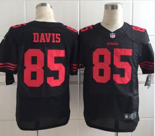 Nike San Francisco 49ers #85 Vernon Davis Black Stitched NFL Elite Jersey