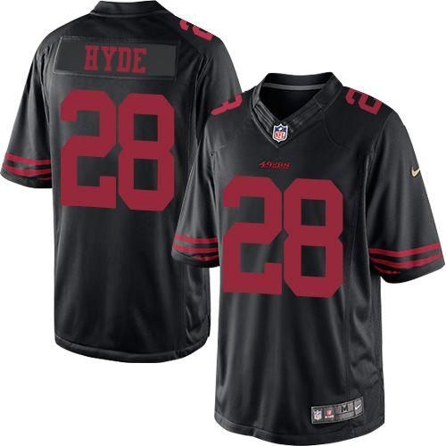Nike San Francisco 49ers #28 Carlos Hyde Black Stitched NFL Limited Jersey