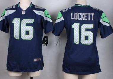 Women's Nike Seattle Seahawks #16 Tyler Lockett Steel Blue NFL Elite Jersey