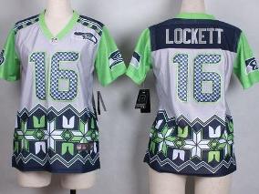 Women's Nike Seattle Seahawks #16 Tyler Lockett Grey NFL Elite Noble Fashion Jersey
