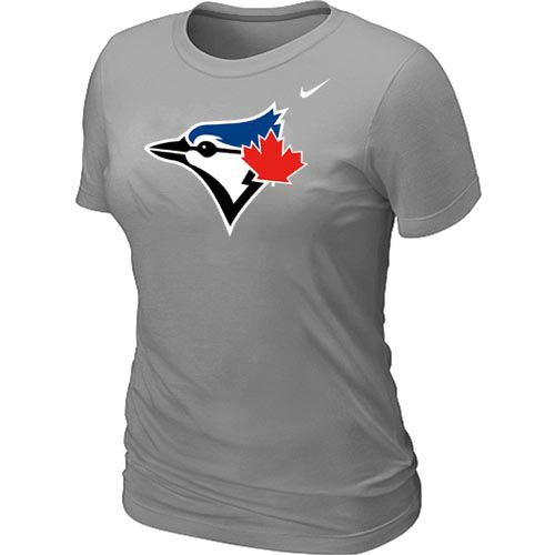 Women's Nike Toronto Blue Jays Authentic Logo T-Shirt Light Grey