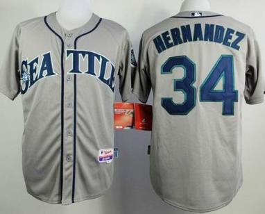 Seattle Mariners #34 Felix Hernandez Grey Cool Base Stitched Baseball Jersey