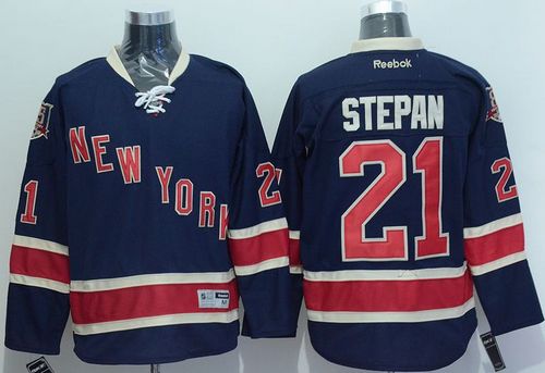 New York Rangers #21 Derek Stepan Navy Blue Stitched NHL Jersey