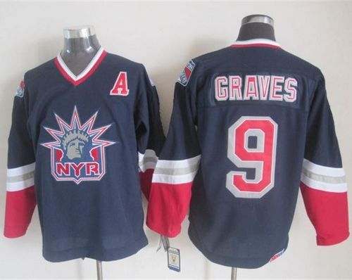 New York Rangers #9 Adam Graves Blue CCM Statue Of Liberty Stitched NHL Jersey