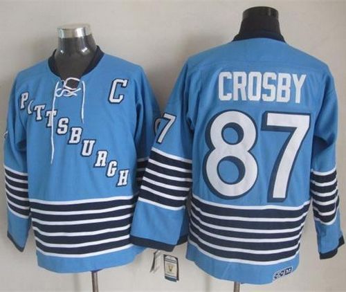 Pittsburgh Penguins #87 Sidney Crosby Light Blue CCM Throwback Stitched NHL Jersey