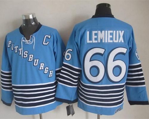 Pittsburgh Penguins #66 Mario Lemieux Light Blue CCM Throwback Stitched NHL Jersey