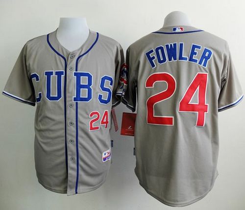 Chicago Cubs #24 Dexter Fowler Grey Road Cool Base Stitched Baseball Jersey