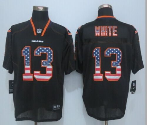 Nike Chicago Bears #13 Kevin White Black Stitched NFL Elite USA Flag Fashion Jersey