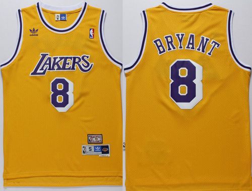 Los Angeles Lakers #8 Kobe Bryant Gold Throwback Stitched NBA Jersey