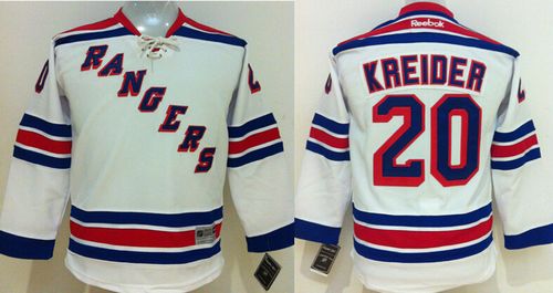 Youth New York Rangers #20 Chris Kreider White Stitched NHL Jersey