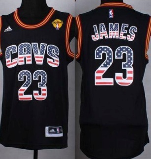 Cavaliers #23 LeBron James Black USA Flag Fashion The Finals Patch Stitched NBA Jersey