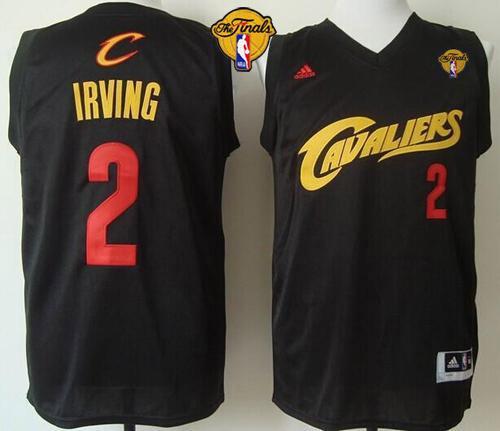 Cavaliers #2 Kyrie Irving Black(Red No.) Fashion The Finals Patch Stitched NBA Jersey