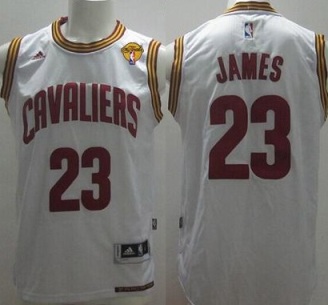 Cavaliers #23 LeBron James White Home The Finals Patch Stitched Revolution 30 NBA Jersey