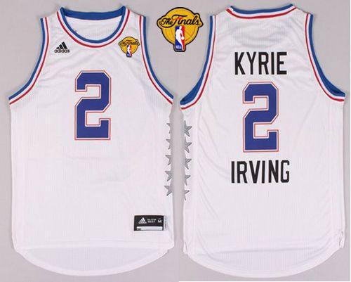 Cavaliers #2 Kyrie Irving White 2015 All Star The Finals Patch Stitched NBA Jersey