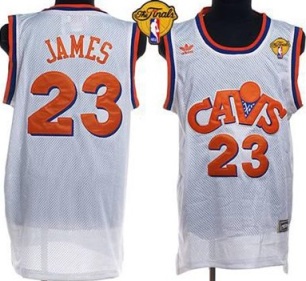 Cavaliers #23 LeBron James White CAVS The Finals Patch Stitched Mitchell and Ness NBA Jersey